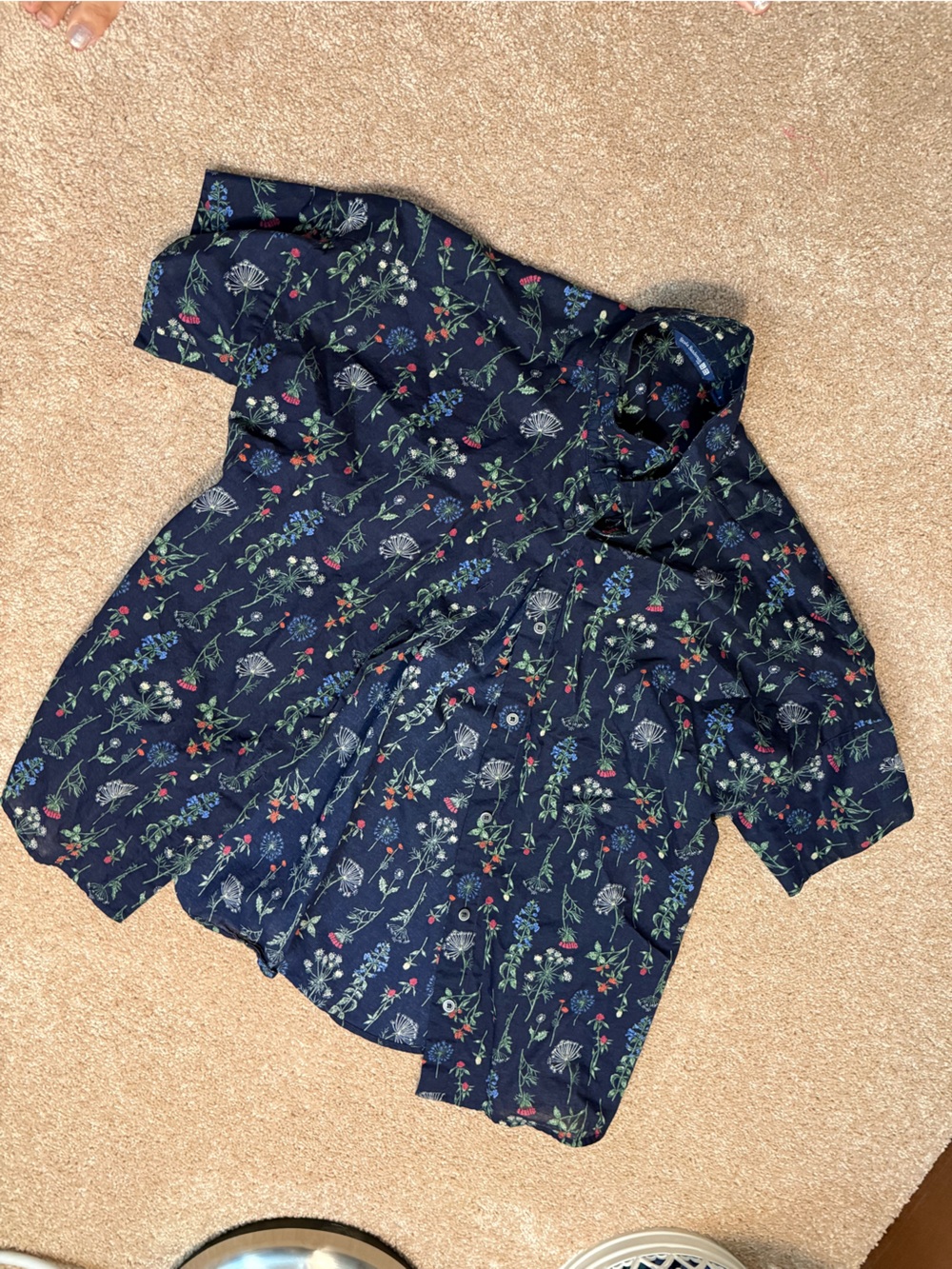 Navy Floral Button Uniqlo shirt